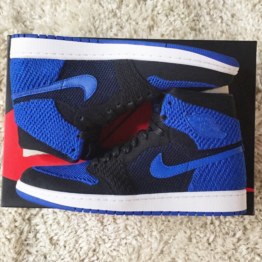 Nike Air Jordan 1 Royal Flyknit 919704-006 10 Toe - Picture 1 of 7